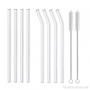 Reusable Glass Smoothie Straws Iuhan Drinking Straws 9.84 x 10mm Glass Straws Healthy Eco Friendly Reusable Straw Perfect for Smoothie Milkshakes Pack of 10 with 2 Cleaning Brush (Clear) - B07FFQ1N8W